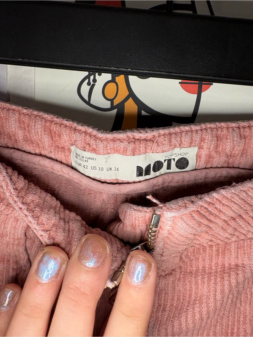 Topshop Moto Dusty Rose Corduroy Mini Skirt Size 10 - Picture 4 of 5